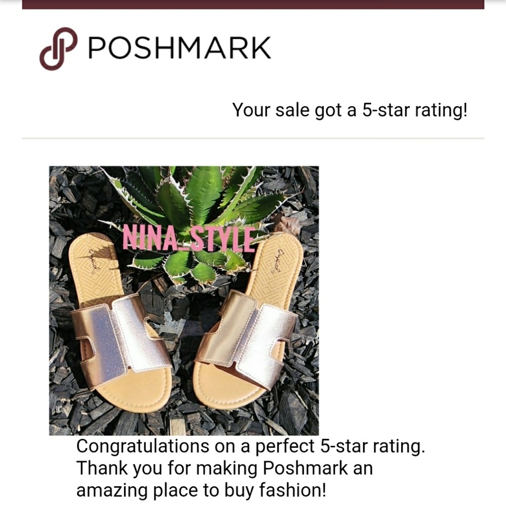 SALE NEW Metallic Rose Gold Slip-on sandals - Picture 7 of 7